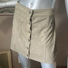 Altar'd State SMALL / Med Tan Faux Suede Button Front Snap Women's Skirt Pockets — photo 3