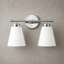 Modern Chrome Bathroom Vanity Light Fixture Over Mirror, 2 Light Vanity Light...