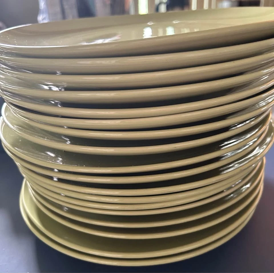 Set of 8 IKEA FARGRIK 12011 Dinner Plates Discontinued Green 10.5” - Image 2 of 3