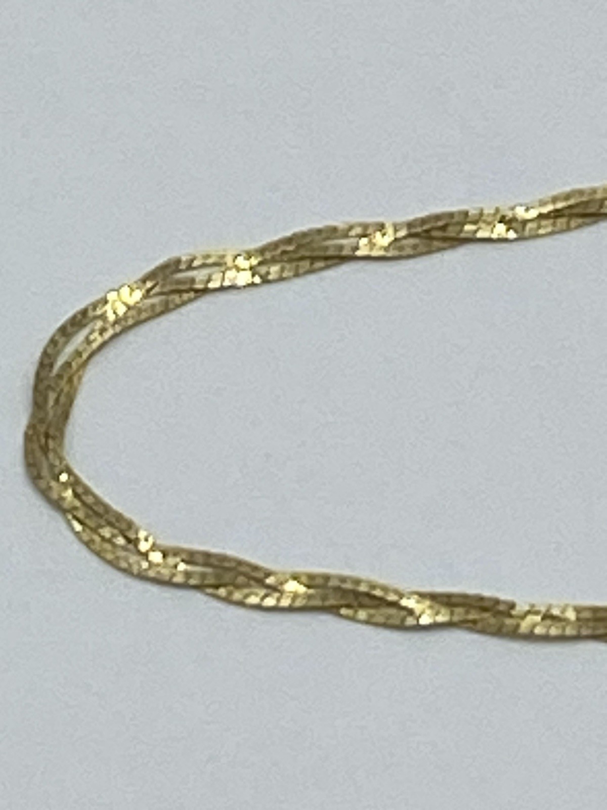 14k Solid Yellow Gold Thin Flat Braided Herringbo… - image 3