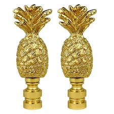 Trendy Resort Pineapple 2.75" Lamp Finial for Lamp Shade, Polished Brass - Se...