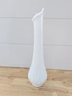 Vintage Fenton White Milk Glass Vase Diamond Pattern 13"