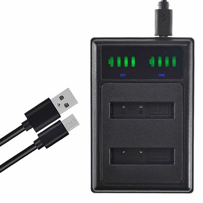 USB Dual Battery Charger For Sony NP-FD1 NP-BD1 CyberShot DSC-TX1 DSC-T900 T700