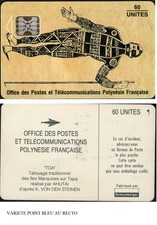 PF21V1 TOA TATTOO VARIETY BLUE DOT TELECARD Polynesia CHIP SC5Year 1994