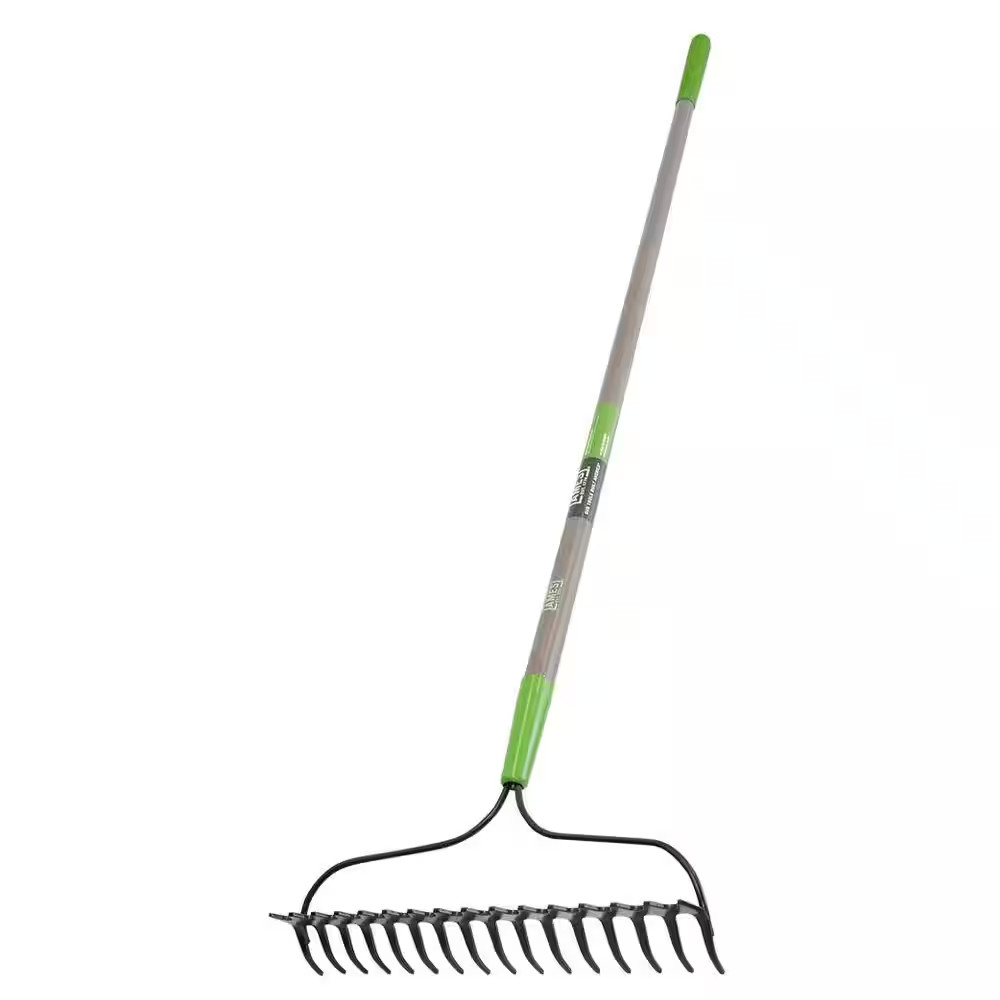 57.5 In. Fiberglass Handle 16-Tine Double Play Bow Rake