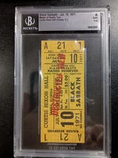 Black Sabbath Full Yellow Concert Ticket Curtis Hixon Hall Tampa 7/10/1971 BAS