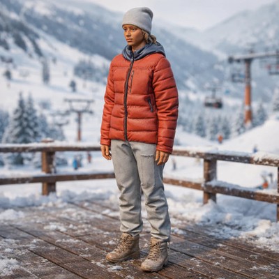 Moderner Alpin Trekker in isolierter gefütterter Jacke | Resin Figur