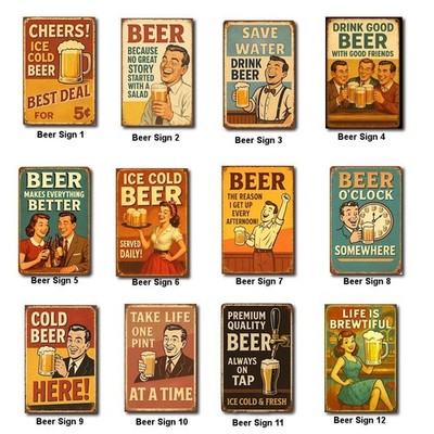 Metal Tin Beer Signs Retro Vintage Wall Decor Man Cave Pub Bar Garage USA