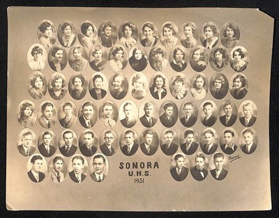 1931 Sonora Union High School U.H.S. Oval Vignette Portrait Composite Photo