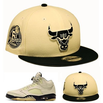 New Era Chicago Bulls Off White Snapback Hat Match Air Jordan 5 Retro SE Sail