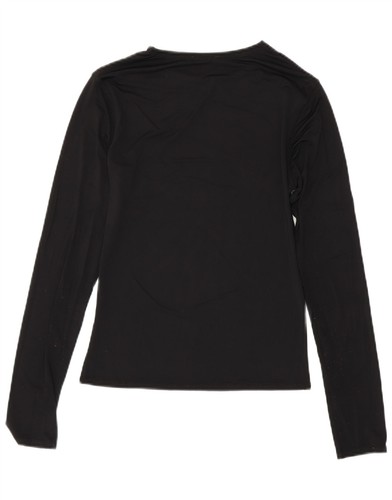 ZARA Womens Stretch Crop Top Long Sleeve UK 14 Large Black BT10 - Picture 2 of 3