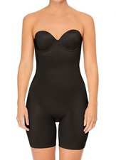 Spanx Suit Your Fancy Strapless Convertible Underwire Mid-Thigh Bodysuit Black S