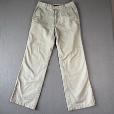 VTG Quiksilver Boys Chino Pants Tan Flat Front Sz 29 Casual Khaki Beige Straight