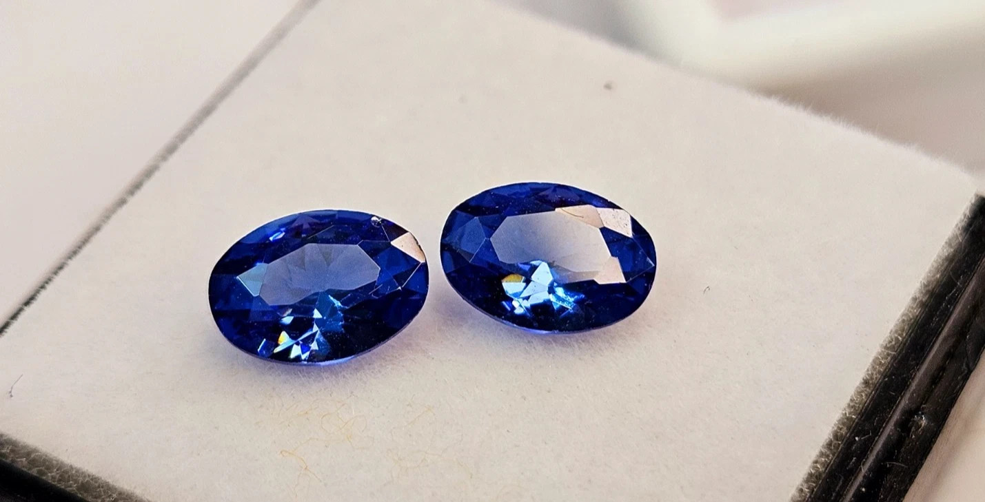 Par suelto azul circón de 2+ quilates corte ovalado para hacer pendientes piedras preciosas sueltas