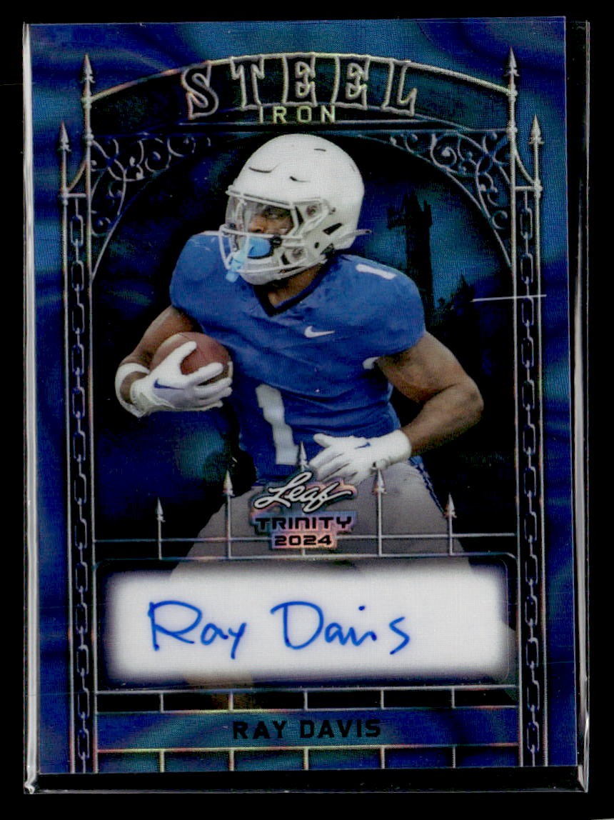 Ray Davis Leaf Trinity Steel Autographs #SRDI Iron-Blue