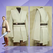 Star Jedi Master Obi-Wan Kenobi Cosplay Costume White Suit Cloak Halloween