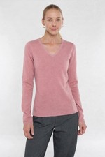 In Cashmere Women's V Neck Sweater Size Medium Pink Long Sleeve Retail 249