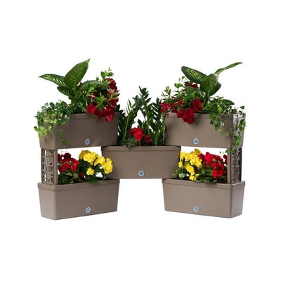Bama Brick verbindbare Pflanzgefäße 75l 59x23x27 cm 5 Stück Taupe