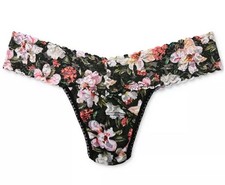 Hanky Panky Women's Printed Signature Lace Low Rise Thong Blooms Black One Size