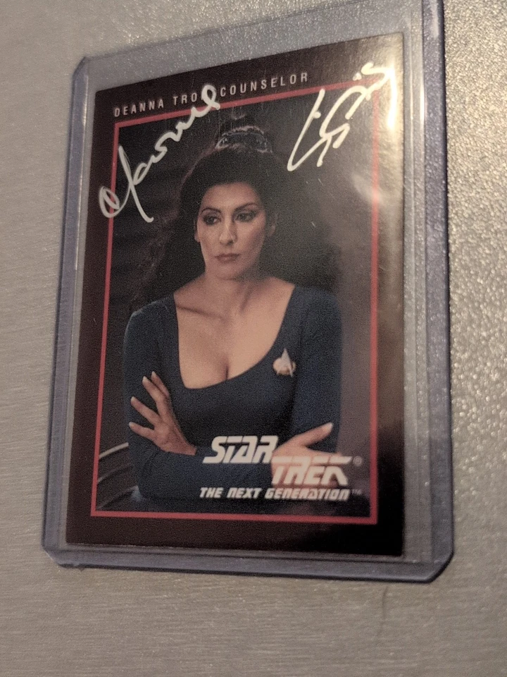 😳 WOW! Marina Sirtis 🔥 Counselor Deanna Troi 1991 Impel Star Trek #114 AUTO 🎯 - Image 3 of 4