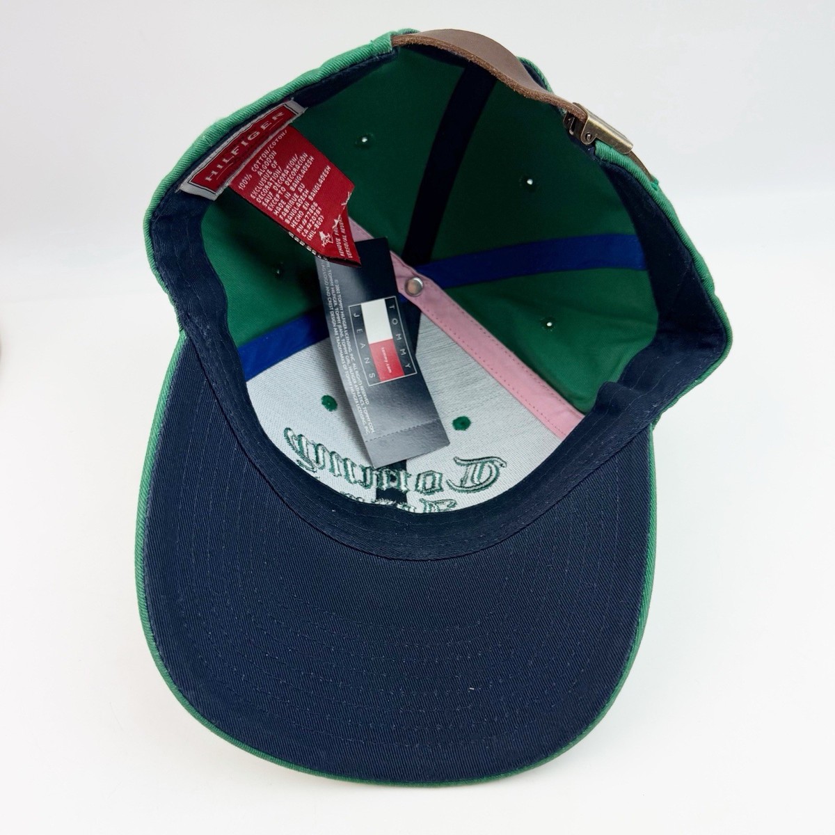 NWT Tommy Jeans Hilfiger Green Hat Cap Spell Out Strapback