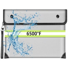 Fireproof Money Bag6500°F Fireproof Waterproof Zipper/Reflective Strip10 Laye...