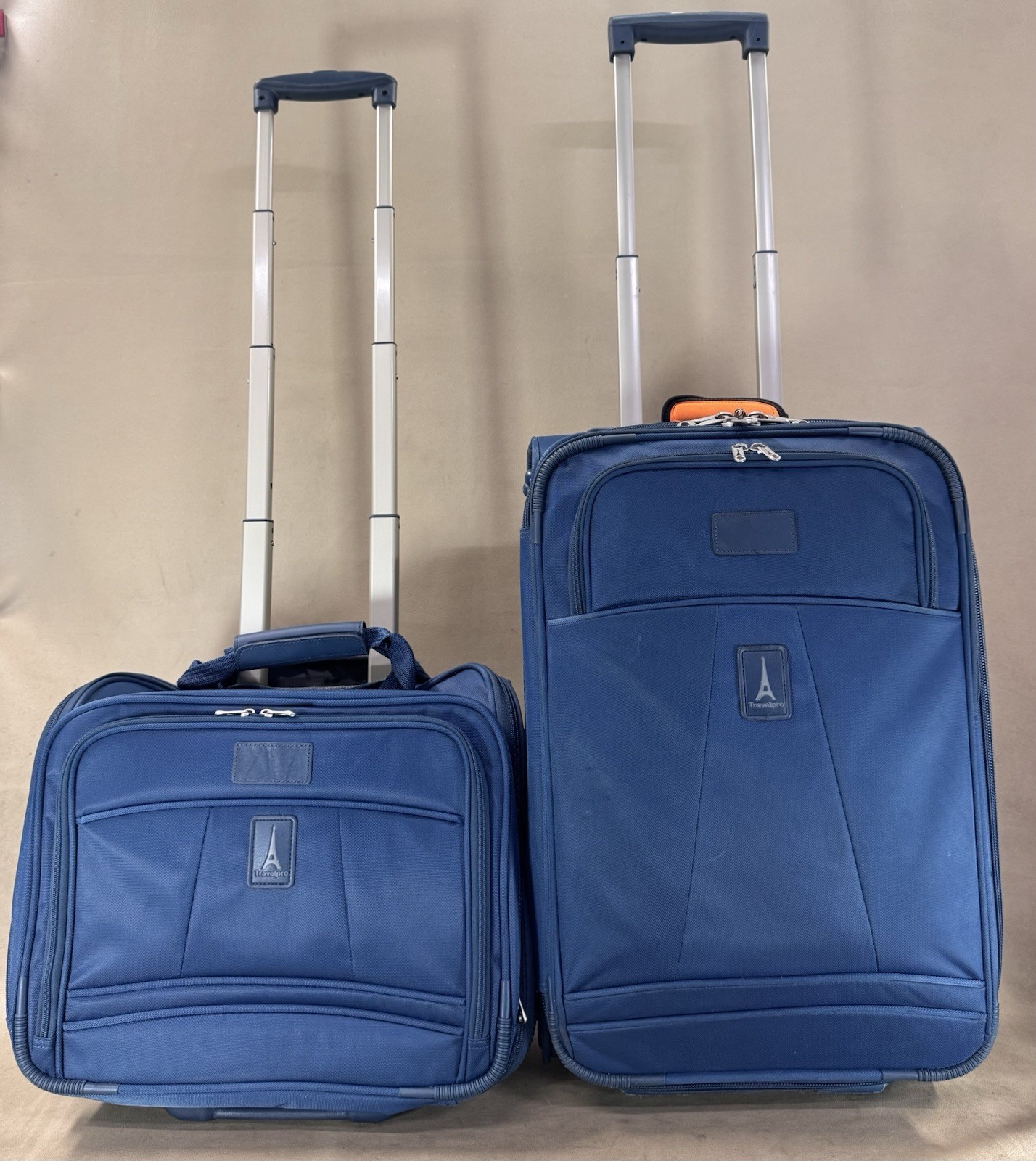 TRAVELPRO CREW BLUE Carry On Set 15" WHEELED TOTE & 22&rdquo; Up