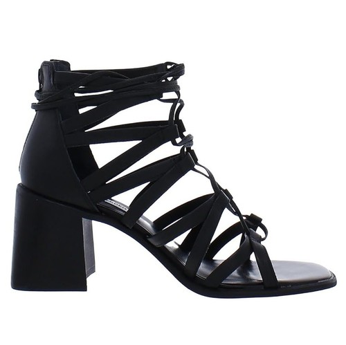 Sandalias Steve Madden para mujer 10 M de cuero negro con cordones bloque tacón alto nuevas en caja SW5 - Imagen 2 de 6