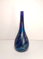 Vtg 1981 Carl Radke Phoenix Studios Art Glass Millefiori Iridescent Bottle Vase