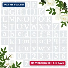 Amrules 65 Pcs Painting Stencils, Letters Numbers and Symbols, 4 x 4 Inch
