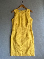 Talbots Dress Womens 10P Yellow Embroidered Eyelet Lined Sheath