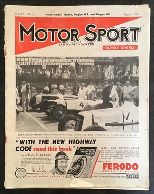 MOTOR SPORT Magazine Aug 1935  1½ Litre Squire Tested  Belgian Grand Prix