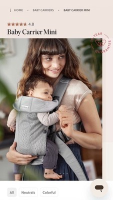 BabyBjörn Baby Carrier Mini 3D Mesh With Shoulder Straps - Grey