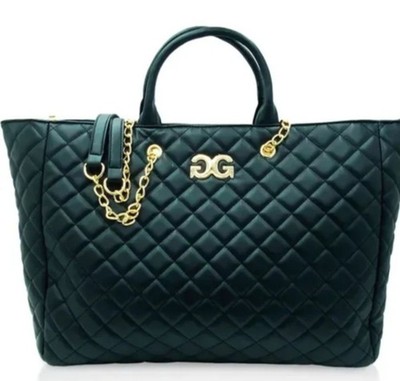 NWT Gilda Paris Quilted Vegan Leather LG 20x13 Tote Bag With Gold Chain Strap