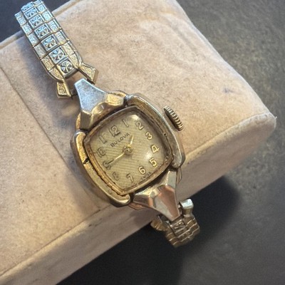 AB32 VTG Bulova Women 10k RGP Silver Mechanical Wind Watch Running Working As Is