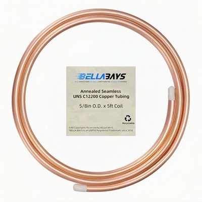 BELLA BAYS Copper Tubing 5/8'' OD x 0.562'' ID x 5 ft, Tube 5/8in【O.D.】, 