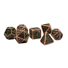 Seven Seas Pirates Metal Green and Copper Dice Set with Hexagon Display Box
