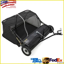42 inch Tow-Behind Lawn Sweeper Leaf Yard Collector Adjustable Sweeping Height