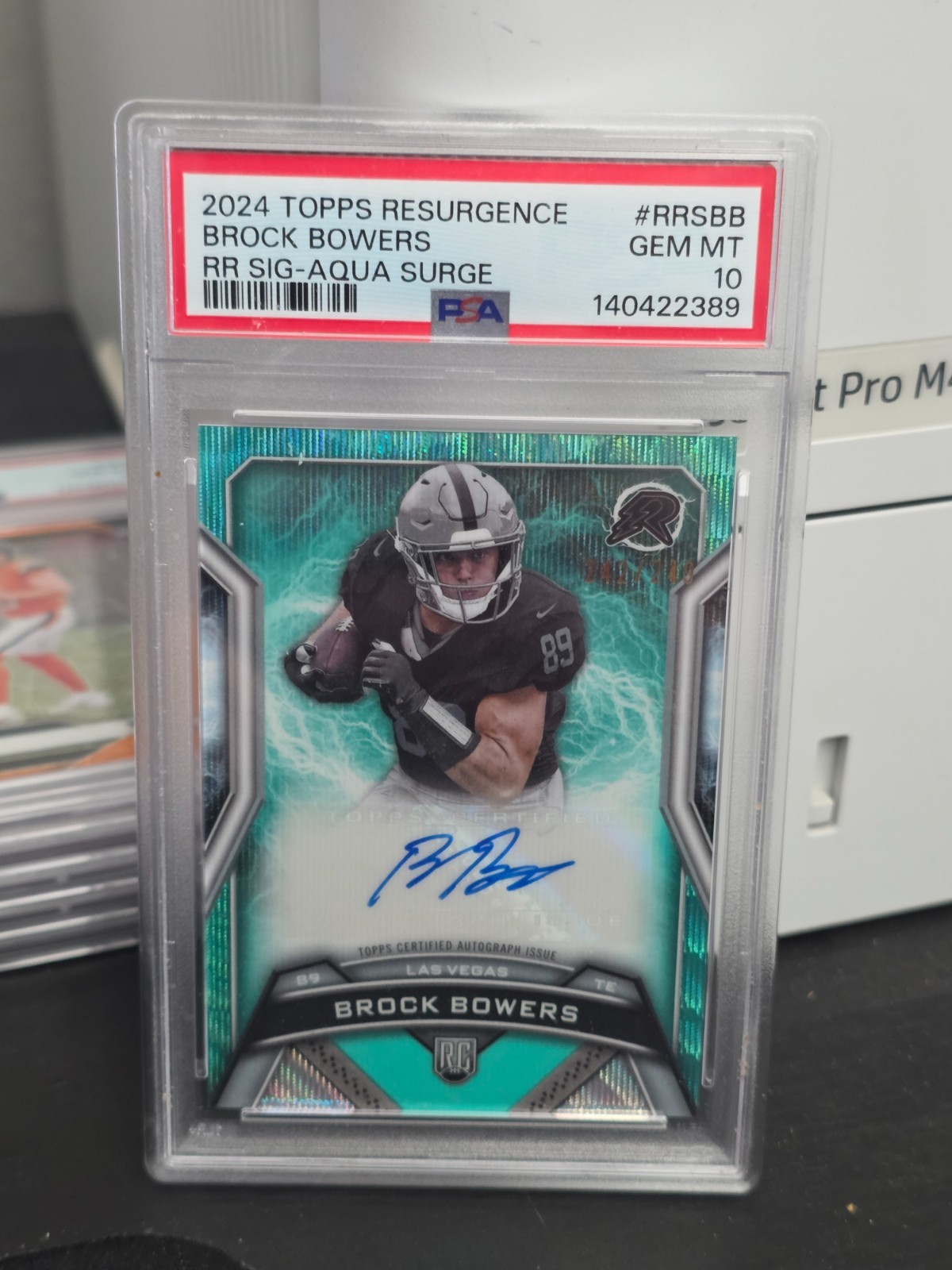 Brock Bowers Topps Resurgence Rookie Signatures #RRSBB Aqua Surge