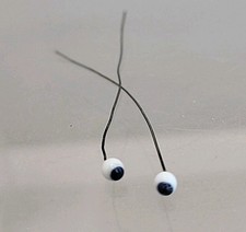 Pairs Of 2mm Blue Vintage Global Hand-blown Glass Doll Eyes On Wire