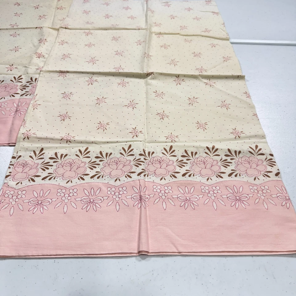 Par de fundas de almohada vintage hechas a mano estándar rosa floral saco de alimentación algodón rústico Foto 3 de 4