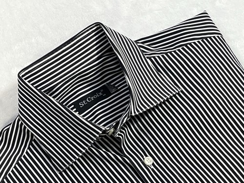 ST. CROIX Made In Italy Button Up Men’s Shirt Sz M Black & White Stripe