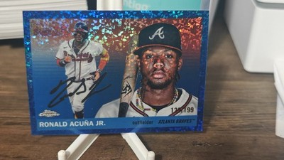 2025 Chrome Platinum /199 Ronald Acuna Jr. #5 Blue Mini Diamond Braves