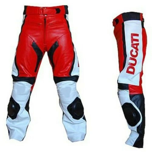 DUCATI Courses Pantalon de Moto en Cuir Hommes Pantalon de Motard en Cuir CE - Photo 1/2