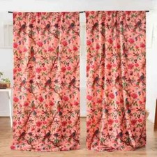Peach Velvet Curtain Drape Window Decor Door Curtain Blackout Luxury Curtain