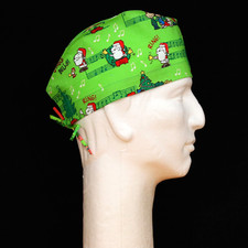 Christmas theme Peanuts Gang Snoopy Santa Theme on Green Theme Scrub Hat