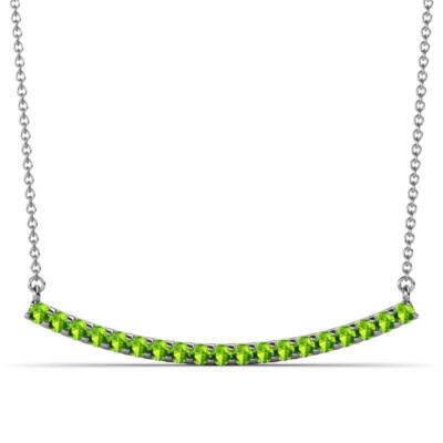 Peridot 3/4 ctw geschwungener Stab Anhänger Halskette 14K Gold 16 Zoll Kette JP:209770