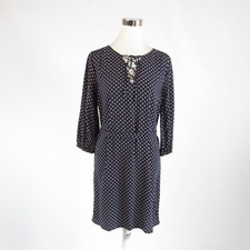 Navy blue beige geometric BANANA REPUBLIC 3/4 sleeve shift dress XS