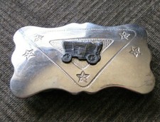 CHAMBERS BELT CO. BELT BUCKLE - Small Covered Wagon - Made in USA