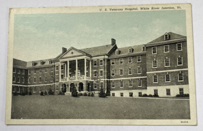 Vintage Blue Sky Postcard ~ Veterans VA Hospital ~ White River Junction Vermont